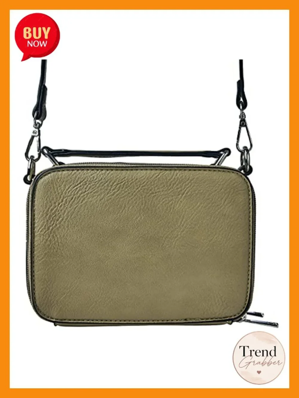 Crossbody Bag with RFID Protection, Vegan Leather, Adjustable Strap